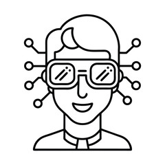 Vector Of Smart Glasses Using AI For Augmented Reality Applications vector line art on white background