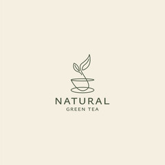 Herbal green tea logo design template