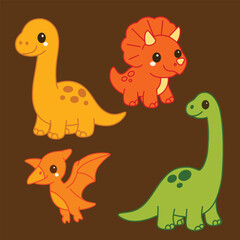 Cute Dinosaur Cartoon Mascot Character