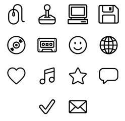 Simple Outline Gadget and Technology Symbol Icon Set
