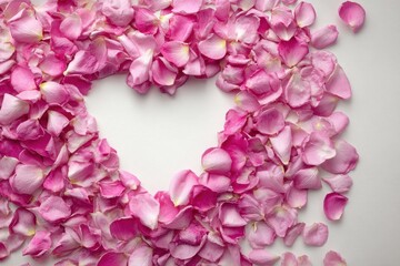 Fototapeta premium heart shaped frame of pink petals love theme