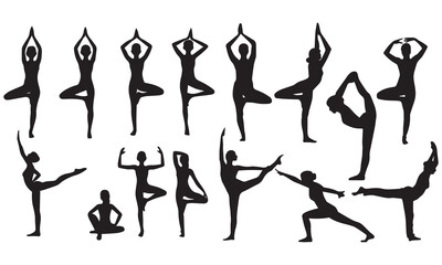Fototapeta premium yoga sets vector icon
