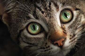 Naklejka premium Image of a cat with large eyes gazing at the camera