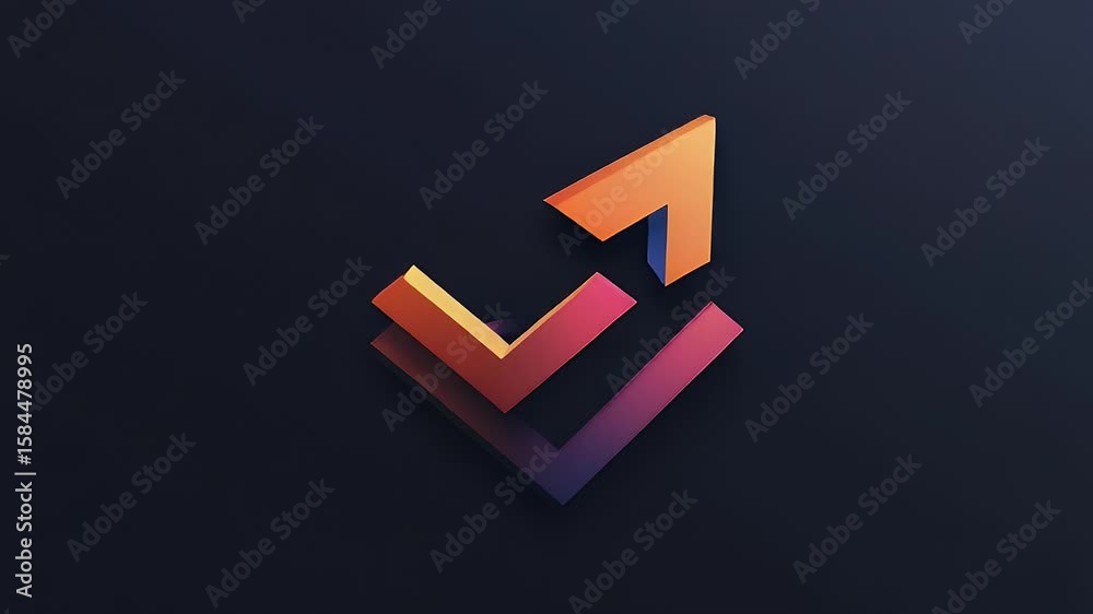 Poster abstract 3d shapes in gradient colors on a dark textured background. pixelated style with geometric 
