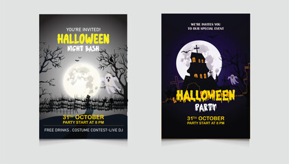 Halloween Party Invitation Flyer Set
