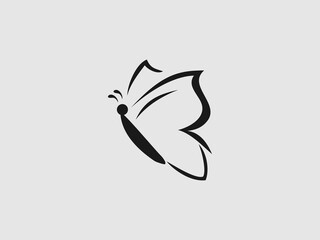 a stylized line art illustration of a butterfly in profile