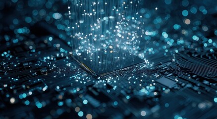 Microchip with glowing fiber optic network