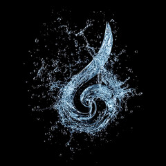water in dynamic motion, isolated on black background for commercial use.