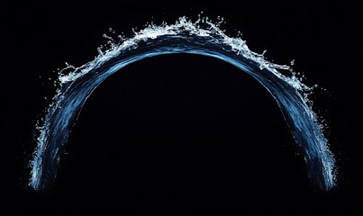 water in dynamic motion, isolated on black background for commercial use.