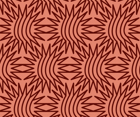 Abstract Geometric Pattern Featuring Curved and Angular Shapes in Earthy Red Tones Creating a Tribal Inspired Design
