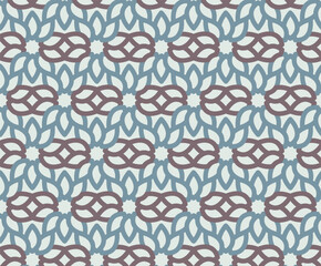 Elegant Interwoven Geometric Pattern Wallpaper with Blue and Brown Tones Creating a Sophisticated and Calming Visual Texture