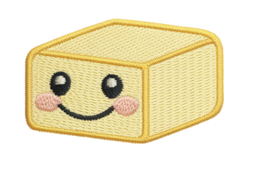 Smiling yellow block character embroidered patch cartoon character