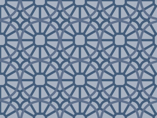 Interlocking Geometric Design with Circles and Octagons A Visually Appealing Repeating Pattern in Muted Blue Tones
