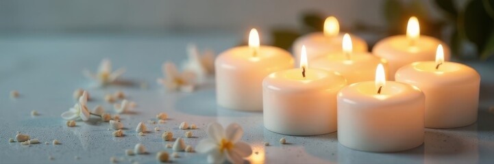 Several pristine white wax candles viewed from above, candles, diy