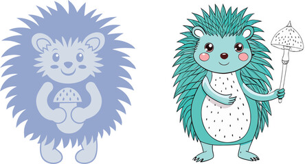 A cute cartoon illustration of two hedgehog characters side by side