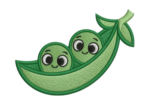 Two happy peas in a pod green cartoon - Powered by Adobe