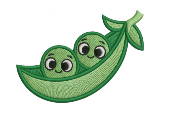 Two happy peas in a pod green cartoon