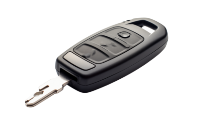 Modern car key with remote lock  isolated on transparent background shows convenience