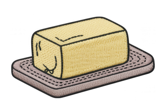 Yellow butter on grey dish embroidered patch image