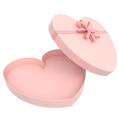 3d rendered pink heart box with pink ribbon