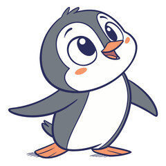 adorable cartoon penguin round body big express