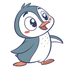 adorable cartoon penguin round body big express