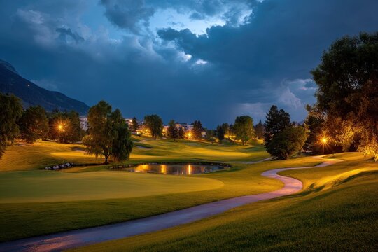 Nighttime golf course