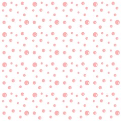 Soft pink bubbles seamless pattern on white background, ideal for baby-themed designs, nursery decor, and gentle product packaging