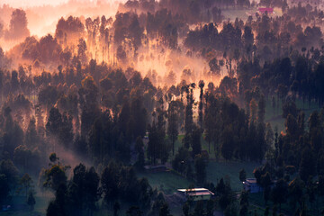 sunrise over the mountains at Bromo Tengger Semeru National Geopark East Java Indonesia