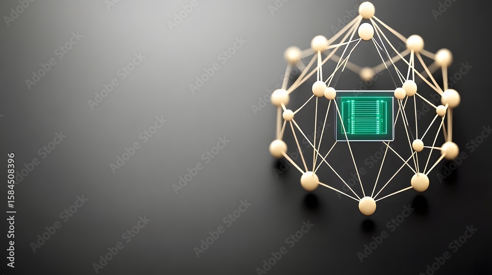 Poster a complex network encloses a computer chip.