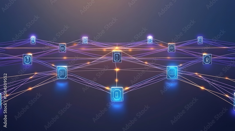 Poster complex network of interconnected data points.