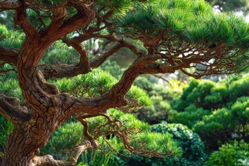 Fototapeta premium Pine tree in garden close up