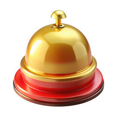 3d illustration of a golden hotel service bell isolated on transparent background