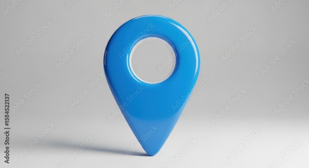 Fototapete Blue map pointer icon 3D rendering on white background