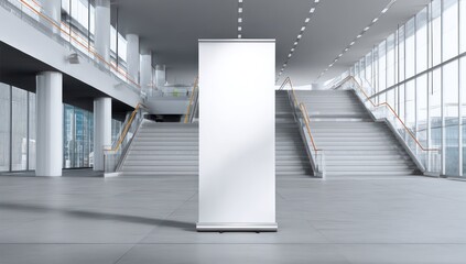 Empty white business roll-up standee mockup for event or business promotion.