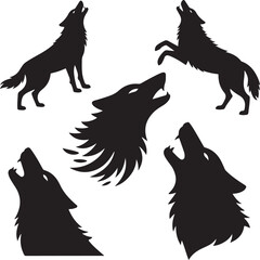 Wolf silhouette bundle vector illustration