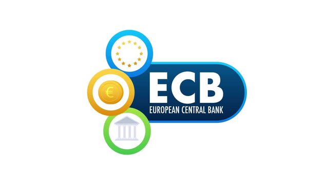 European Central Bank Logo Animation on White and Green Screen Background
