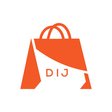 Modern Shopping Bag Logo Design with DIJ Text &ndash; Retail, Ecommerce and Store Branding Icon. DIJ Letter Logo.

