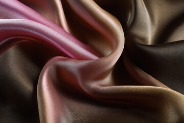 Silk textile in brown and pink
