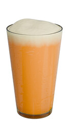 Glass of orange juice with ice cream
