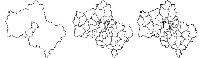 Moscow Oblast map – vector illustration of districts, cities, and borders surrounding Moscow