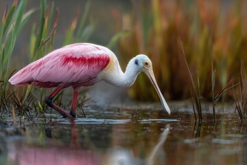 Spoonbill feeding