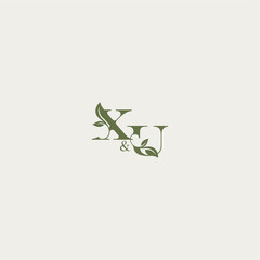 XU letter luxury wedding monogram design organic leaf logo bold initial concept
