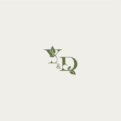 YD letter luxury wedding monogram design organic leaf logo bold initial concept