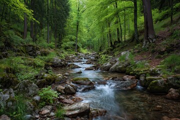 Obraz premium Springtime forest stream