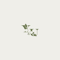 YU letter luxury wedding monogram design organic leaf logo bold initial concept