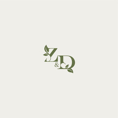 ZD letter luxury wedding monogram design organic leaf logo bold initial concept