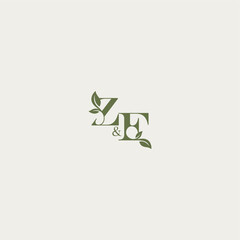 ZF letter luxury wedding monogram design organic leaf logo bold initial concept