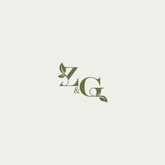 ZG letter luxury wedding monogram design organic leaf logo bold initial concept
