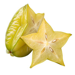 Fototapeta premium Carambola star fruit sliced cross section yellow